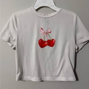 Shein Cherry Heart Baby Crop Tee